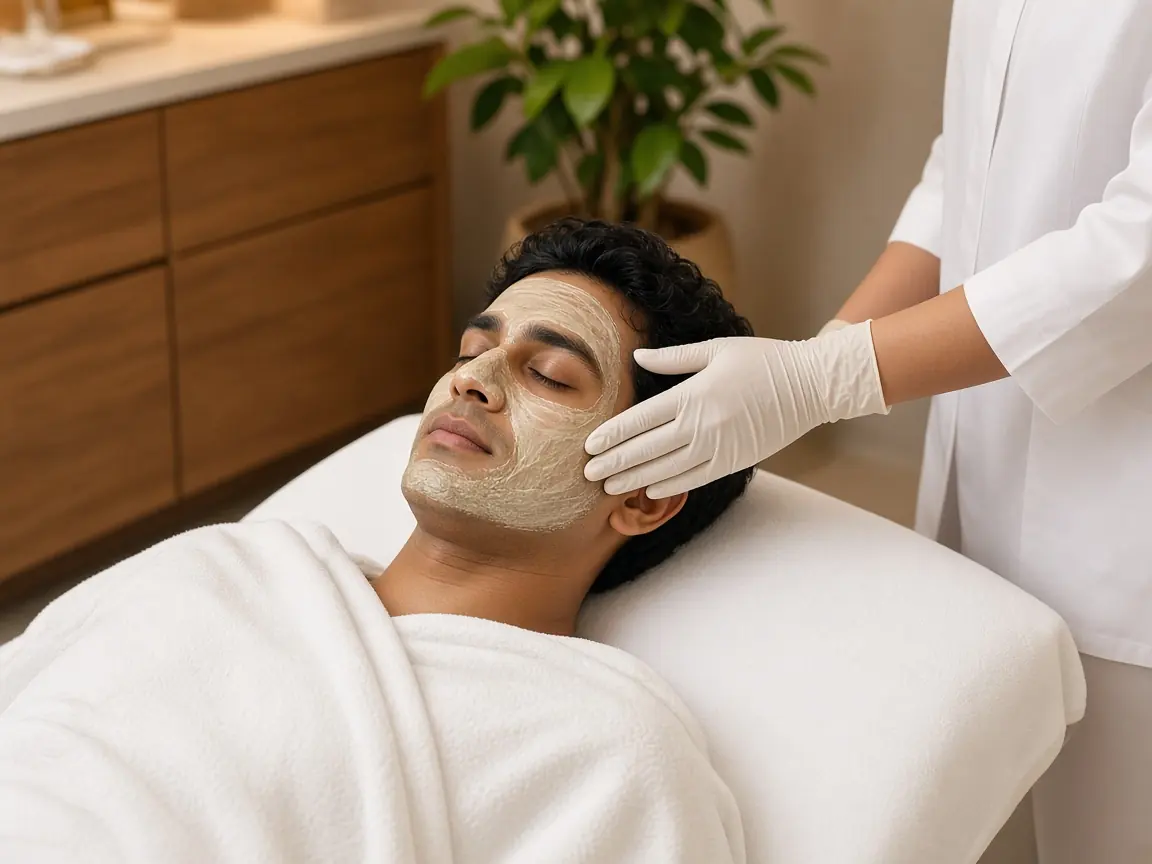 A facial treatment in the men's section